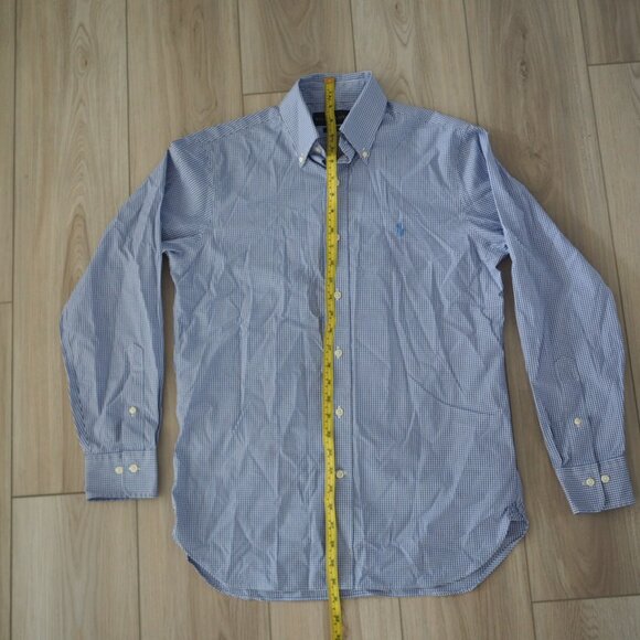 Ralph Lauren Blue Checkered Buttoned Dress Shirt – Easy Care, Size 14.5 / 32-33 - Picture 8 of 10
